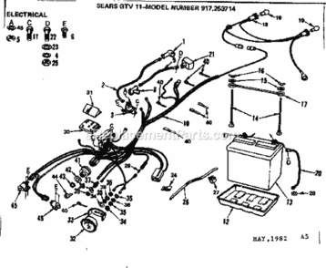 Part Location Diagram of 7611J Craftsman Cable