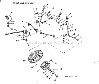 Page C Diagram and Parts List for 91725371  Craftsman Lawn Tractor