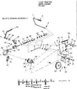 Page D Diagram and Parts List for 91725371  Craftsman Lawn Tractor