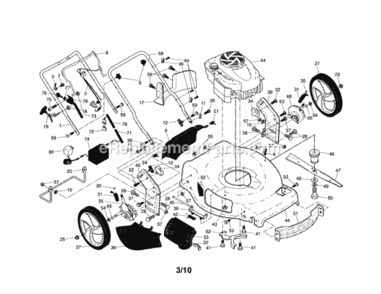 Page A Diagram and Parts List for 917254470  Craftsman Lawn Mower