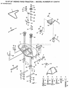 Page F Diagram and Parts List for 917254741  Craftsman Lawn Tractor