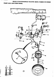 Page C Diagram and Parts List for 917254820  Craftsman Lawn Tractor