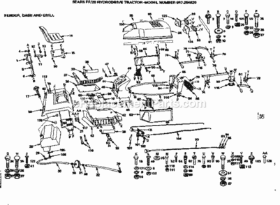 Page D Diagram and Parts List for 917254820  Craftsman Lawn Tractor