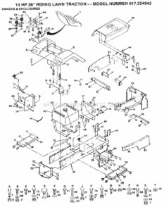 Page B Diagram and Parts List for 917254942  Craftsman Lawn Tractor