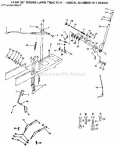 Page E Diagram and Parts List for 917254942  Craftsman Lawn Tractor