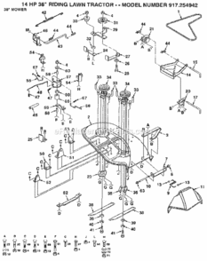 Page F Diagram and Parts List for 917254942  Craftsman Lawn Tractor