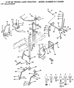 Page E Diagram and Parts List for 917254990  Craftsman Lawn Tractor