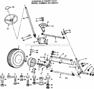 Page B Diagram and Parts List for 917255121  Craftsman Lawn Tractor