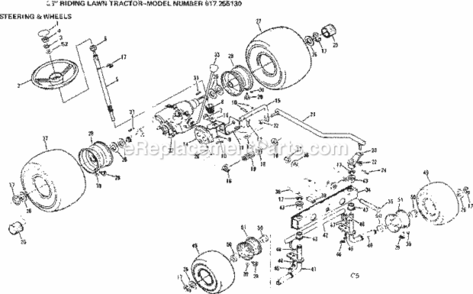 Page C Diagram and Parts List for 917255130  Craftsman Lawn Tractor