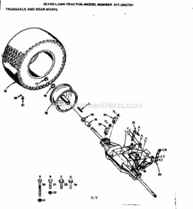 Page E Diagram and Parts List for 9172552701  Craftsman Lawn Tractor