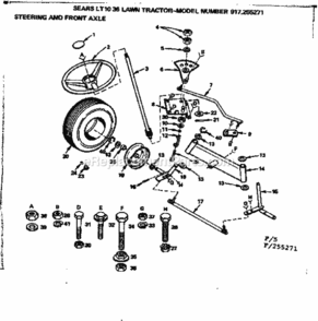 Page F Diagram and Parts List for 917255271  Craftsman Lawn Tractor