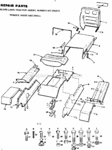 Page B Diagram and Parts List for 917255273  Craftsman Lawn Tractor