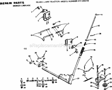 Page G Diagram and Parts List for 917255278  Craftsman Lawn Tractor