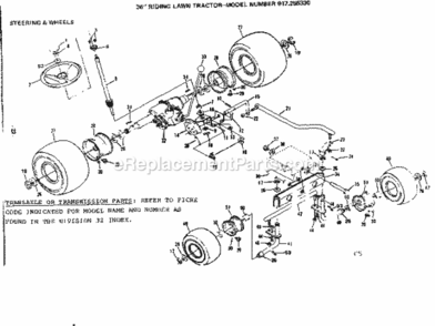 Page C Diagram and Parts List for 917255330  Craftsman Lawn Tractor
