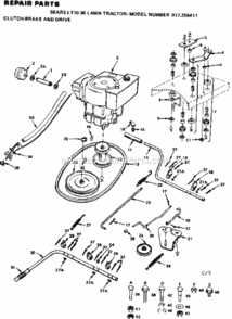 Page C Diagram and Parts List for 917255411  Craftsman Lawn Tractor