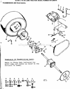 Page E Diagram and Parts List for 917255414  Craftsman Lawn Tractor