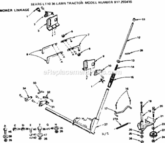 Page H Diagram and Parts List for 917255416  Craftsman Lawn Tractor