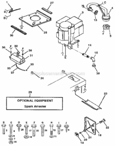 Page H Diagram and Parts List for 917255571  Craftsman Lawn Tractor