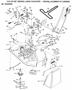 Page H Diagram and Parts List for 917255590  Craftsman Lawn Tractor