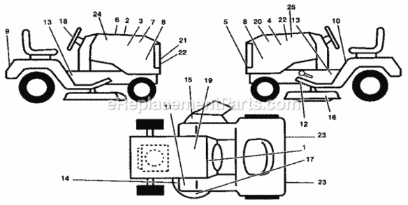 Page F Diagram and Parts List for 917255691  Craftsman Lawn Tractor