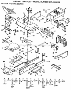 Page D Diagram and Parts List for 9172559106  Craftsman Lawn Tractor
