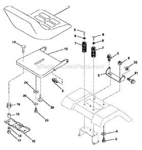 Seat_Assembly Diagram and Parts List for 917256890  Craftsman Lawn Tractor