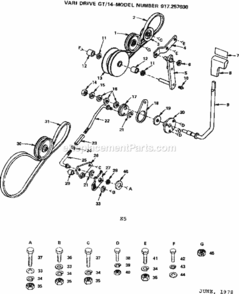 Page E Diagram and Parts List for 917257030  Craftsman Lawn Tractor