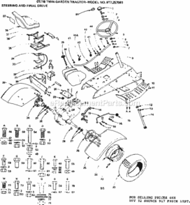 Page B Diagram and Parts List for 917257061  Craftsman Lawn Tractor