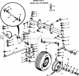 Page C Diagram and Parts List for 917257070  Craftsman Lawn Tractor