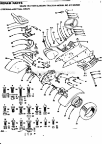 Page B Diagram and Parts List for 917257082  Craftsman Lawn Tractor