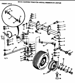 Page G Diagram and Parts List for 917257120  Craftsman Lawn Tractor