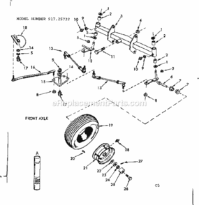 Page C Diagram and Parts List for 91725732  Craftsman Lawn Tractor