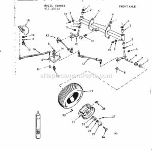 Page B Diagram and Parts List for 91725733  Craftsman Lawn Tractor