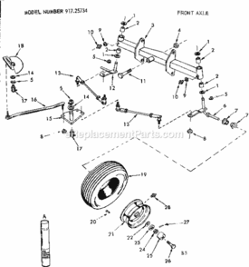 Page B Diagram and Parts List for 91725734  Craftsman Lawn Tractor