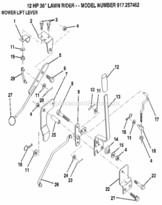 Page O Diagram and Parts List for 917257462  Craftsman Lawn Mower