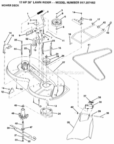 Page P Diagram and Parts List for 917257462  Craftsman Lawn Mower