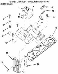 Page E Diagram and Parts List for 917257462  Craftsman Lawn Mower