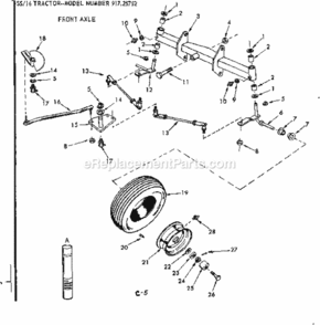 Page C Diagram and Parts List for 91725752  Craftsman Lawn Tractor