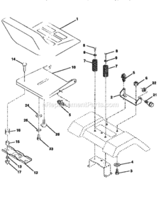Page E Diagram and Parts List for 917258021  Craftsman Lawn Tractor