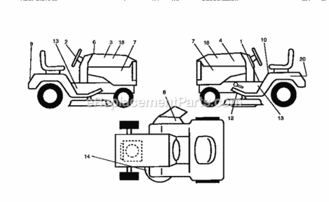 Page F Diagram and Parts List for 917258021  Craftsman Lawn Tractor
