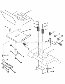 Page E Diagram and Parts List for 917258030  Craftsman Lawn Tractor