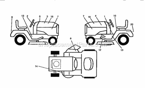 Page F Diagram and Parts List for 917258522  Craftsman Lawn Tractor