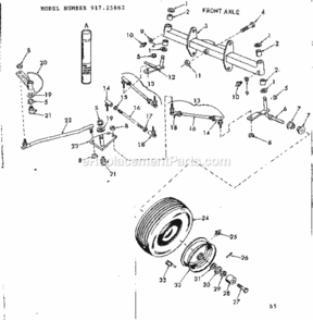 Page B Diagram and Parts List for 91725862  Craftsman Lawn Tractor