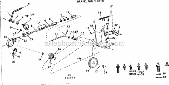 Page D Diagram and Parts List for 91725863  Craftsman Lawn Tractor