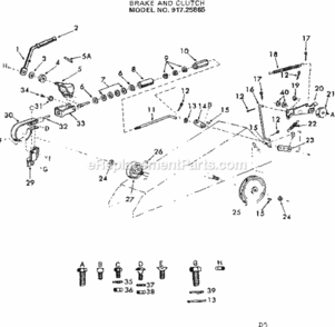 Page D Diagram and Parts List for 91725865  Craftsman Lawn Tractor
