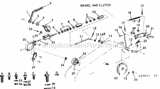 Page D Diagram and Parts List for 91725873  Craftsman Lawn Tractor