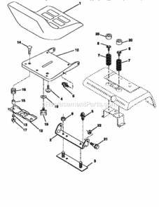 Seat_Assembly Diagram and Parts List for 917258910  Craftsman Lawn Tractor