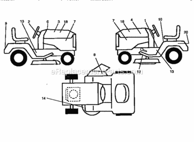 Page F Diagram and Parts List for 917259022  Craftsman Lawn Tractor