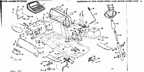 Page A Diagram and Parts List for 917259320  Craftsman Lawn Tractor