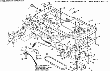 Page B Diagram and Parts List for 917259320  Craftsman Lawn Tractor